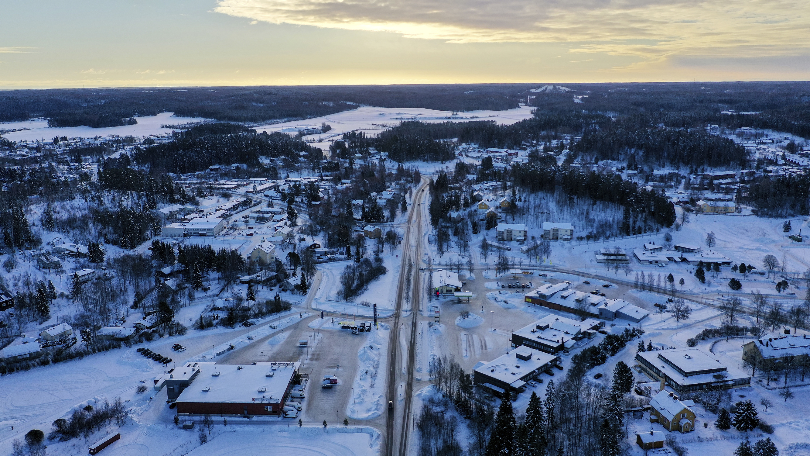 Ilmakuva talvisesta Vihdistä - Joenrinne Films