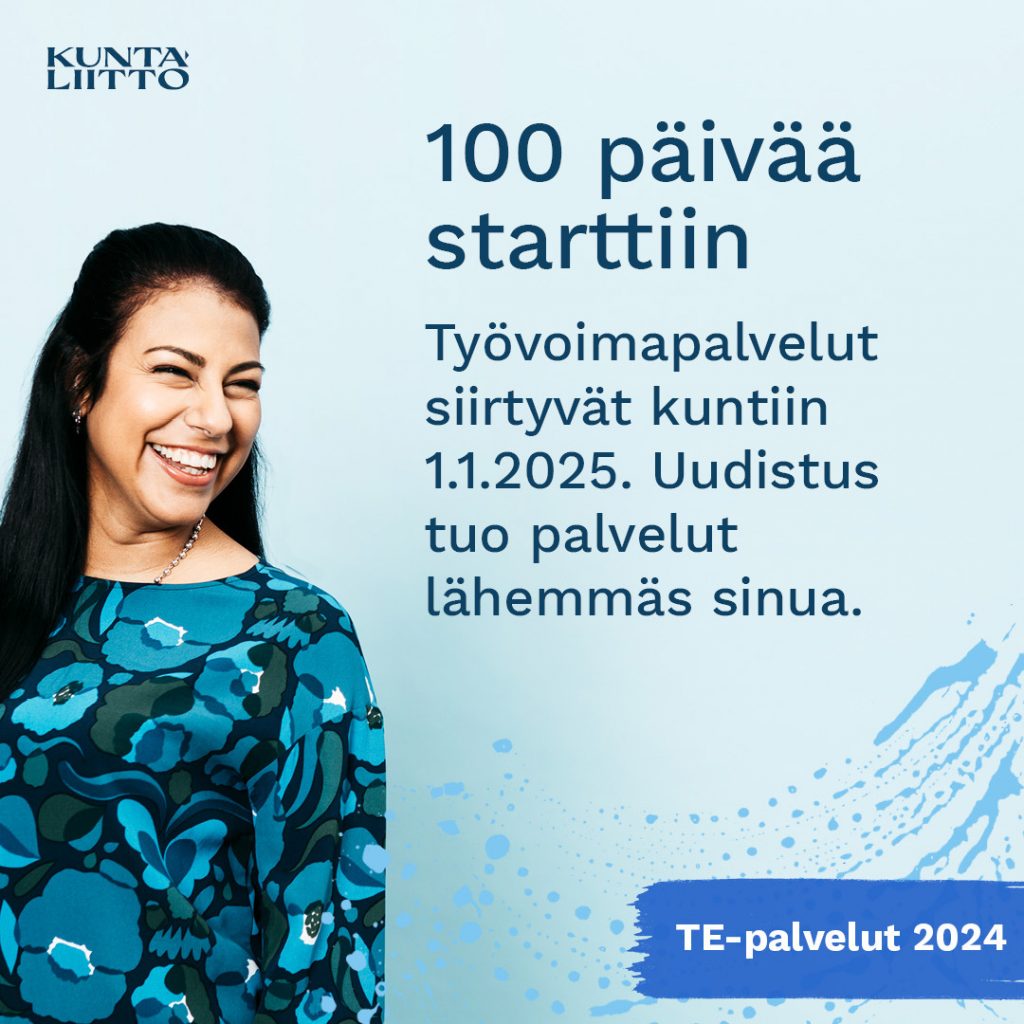 TE-palvelujen siirrosta kertova banner