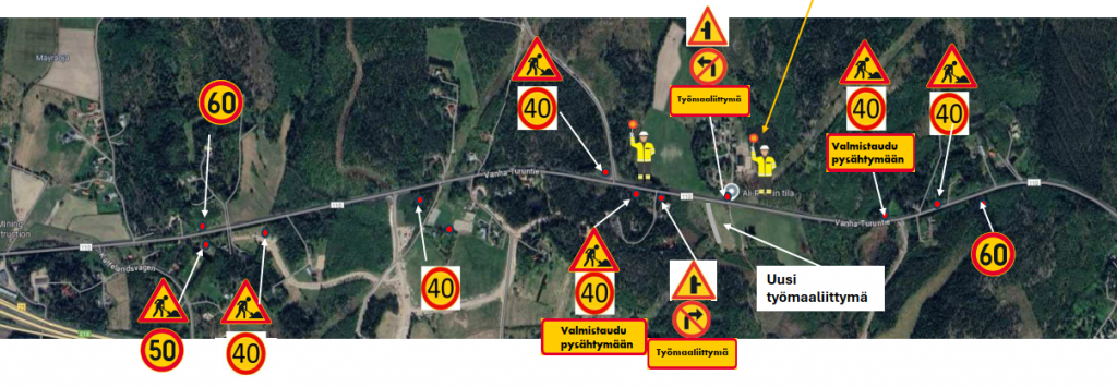 Kiertotiet merkittynä karttaan